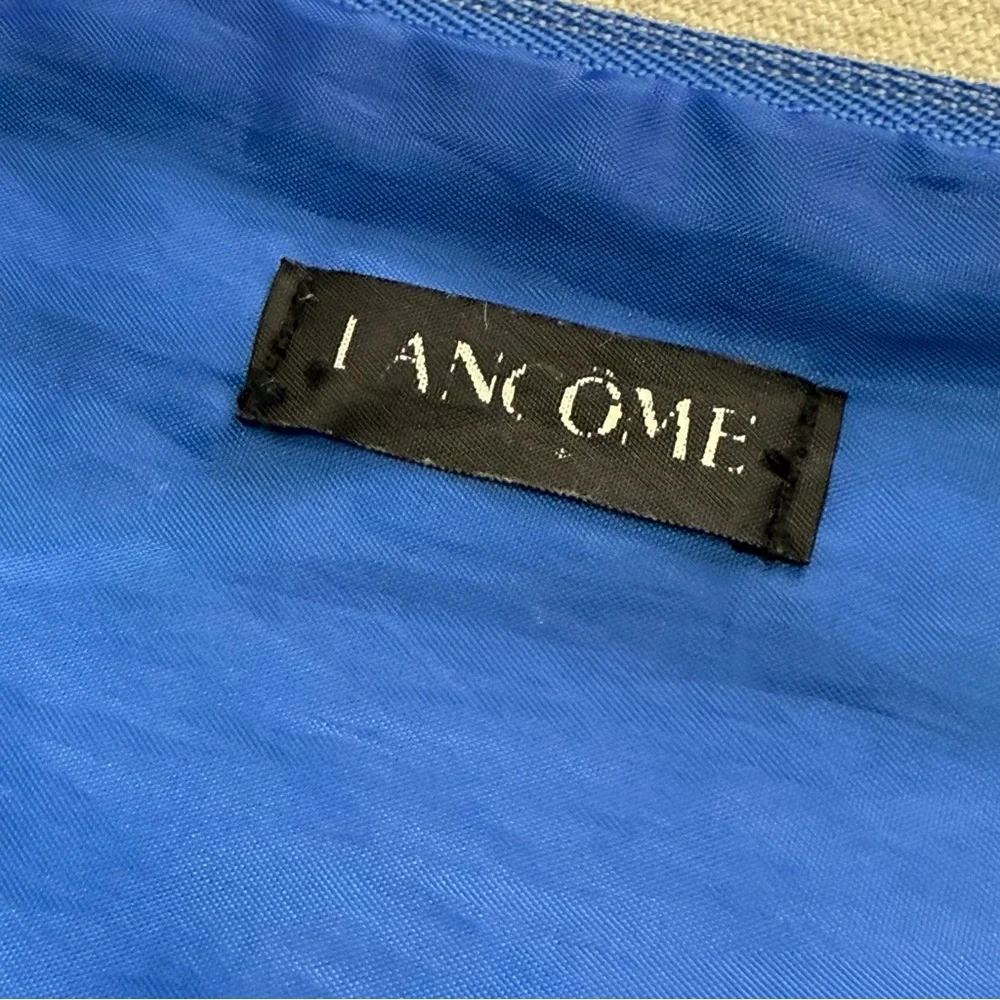 Lancôme Paris canvas cosmetic bag - blue passport stamp design